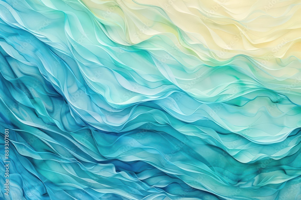 Obraz premium Design an abstract pattern with organic shapes and flowing lines, reminiscent of a watercolor painting, in shades of blue and green