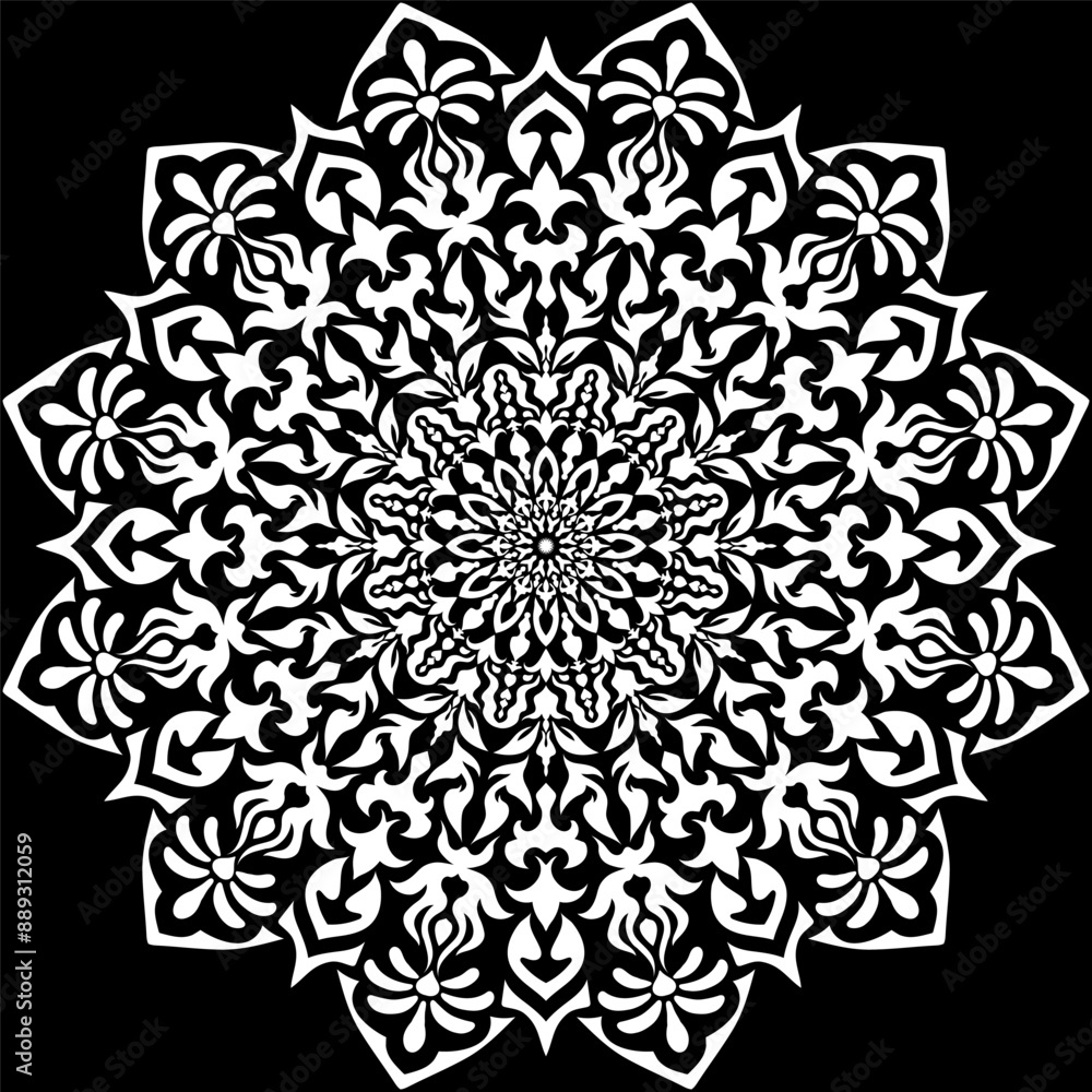 Fototapeta premium Round ornament pattern. Stencil. Mandala. Ethnic decorative background. Vector illustration