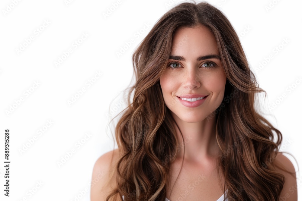 The photograph captures the charm and confidence of a woman with flowing brown hair in a simple setting, exuding elegance and allure effortlessly, showcasing her appealing and attractive qualities The photograph captures the charm and confidence of a woman with flowing brown hair in a simple setting, exuding elegance and allure effortlessly, showcasing her appealing and attractive qualities