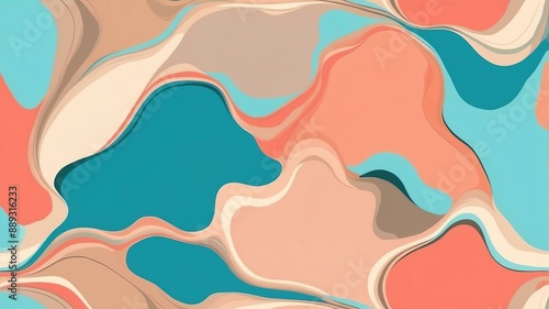 abstract color palette wallpaper with coral turquoise background