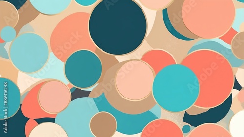 abstract color palette wallpaper with coral turquoise background