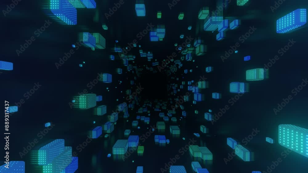 Glow boxes. 4k seamless looped animation. Fly through mirror tunnel with neon pattern, glow lines form sci fi pattern. Bright reflection neon light. Simple bright background, sci fi structure Glow boxes. 4k seamless looped animation. Fly through mirror tunnel with neon pattern, glow lines form sci fi pattern. Bright reflection neon light. Simple bright background, sci fi structure