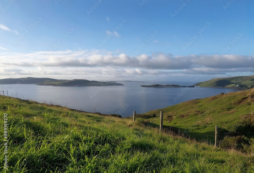 Serene View of a Lake with Hills in the Background Serene View of a Lake with Hills in the Background