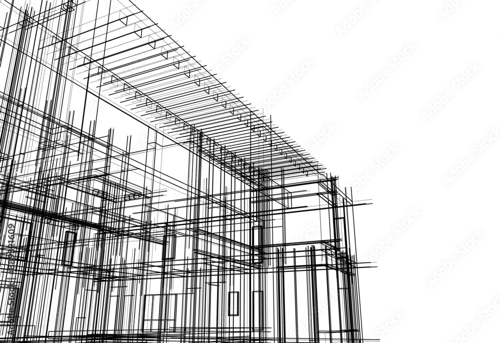 Architectural drawing vector 3d illustration Architectural drawing vector 3d illustration