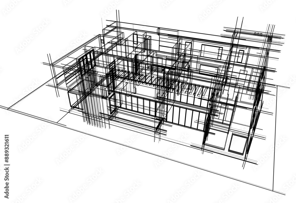 Architectural drawing vector 3d illustration Architectural drawing vector 3d illustration