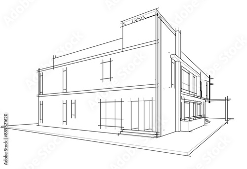 Architectural drawing vector 3d illustration