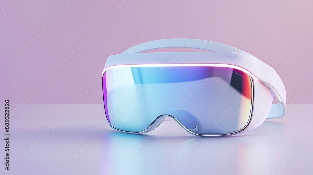 A futuristic virtual reality headset displaying holographic interfaces, symbolizing cutting-edge innovation and visionary technology A futuristic virtual reality headset displaying holographic interfaces, symbolizing cutting-edge innovation and visionary technology