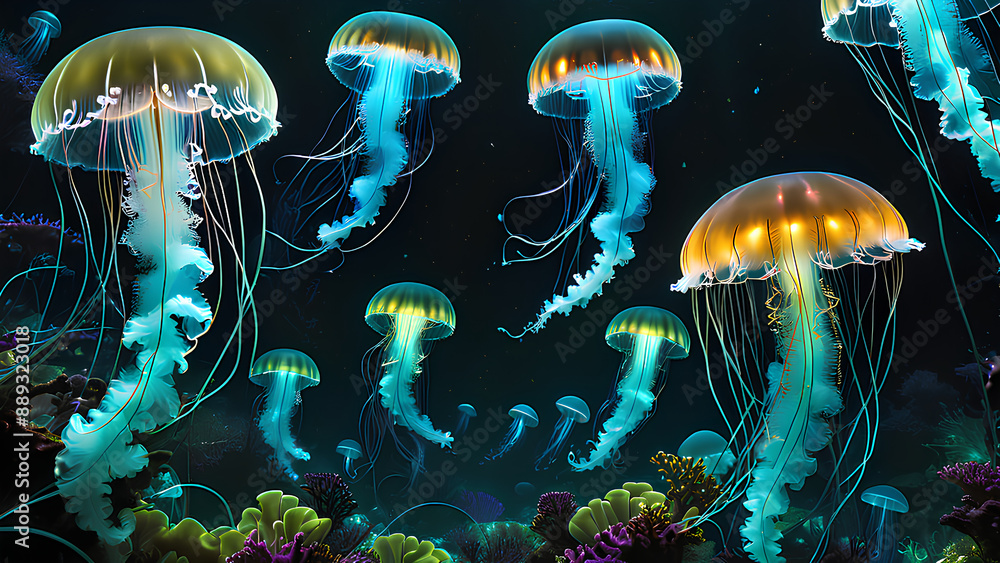 Alien world revealed! Glowing jellyfish illuminate a deep-sea ...