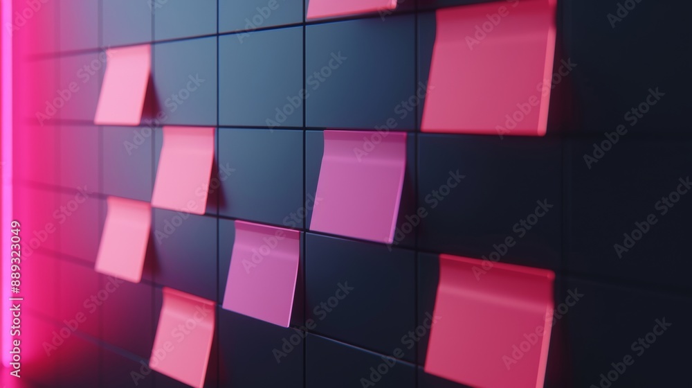 A high-resolution visualization of a futuristic notion board with digital sticky notes and AI-enhanced organization tools A high-resolution visualization of a futuristic notion board with digital sticky notes and AI-enhanced organization tools