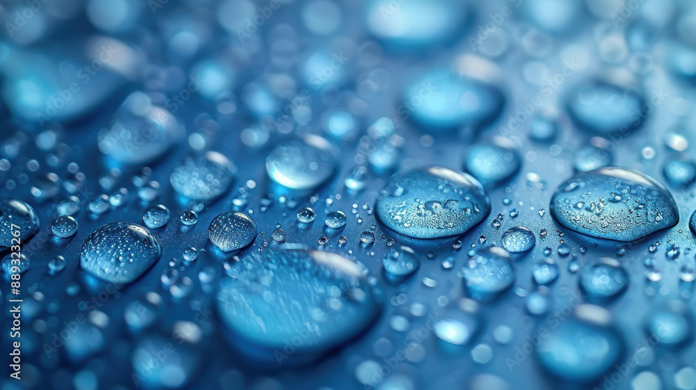 raindrops on a blue surface. The raindrops are of different sizes and shapes. raindrops on a blue surface. The raindrops are of different sizes and shapes.