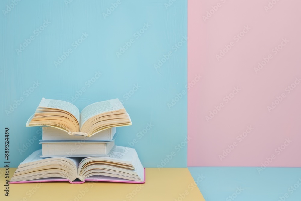 books, notebooks stationery soft, pink, coral, blue and peach pastel colors and clean, minimalist composition with copy space, language learning, back to school and education concept. leisure reading. books, notebooks stationery soft, pink, coral, blue and peach pastel colors and clean, minimalist composition with copy space, language learning, back to school and education concept. leisure reading.