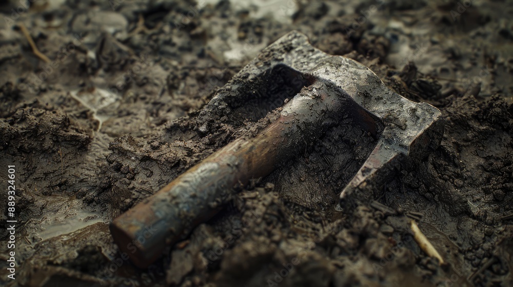 Photographing an aged iron hammer in mud with a warm vintage aesthetic Photographing an aged iron hammer in mud with a warm vintage aesthetic