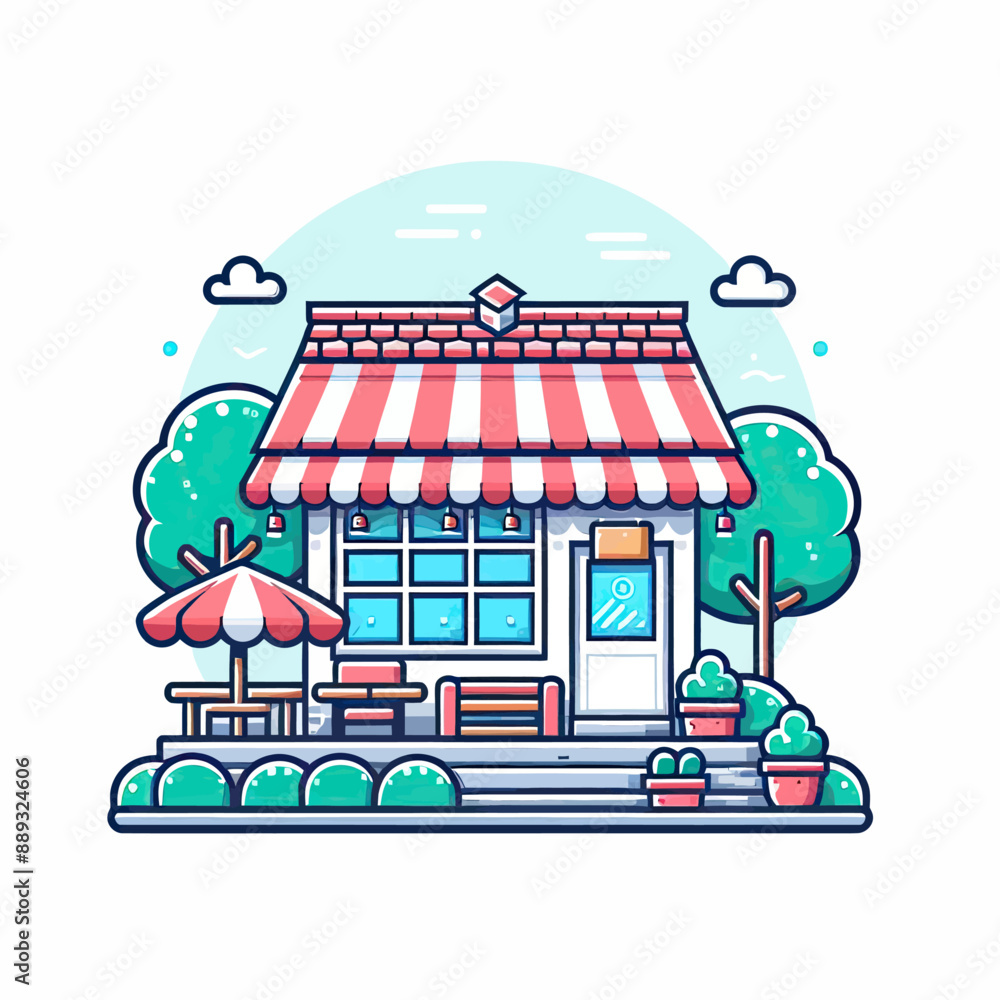 vector of restaurant with high detail in white background vector of restaurant with high detail in white background