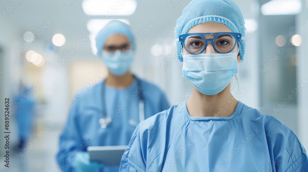 Medical Professionals in Surgical Attire at Hospital. Medical Professionals in Surgical Attire at Hospital.