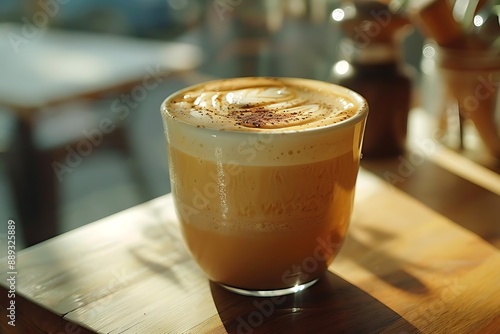 Closeup Photo of a Latte with Cinnamon on Top