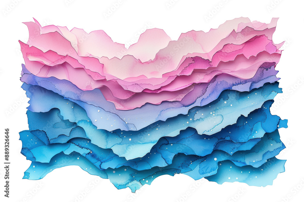 Fototapeta premium colorful paper cut waves in shades of pink, purple, and blue.