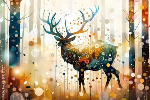 Enchanted Tule Elk in Surreal Forest Dreamscape photo