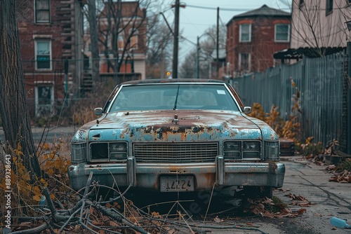 Rusty Car in an Urban Alley