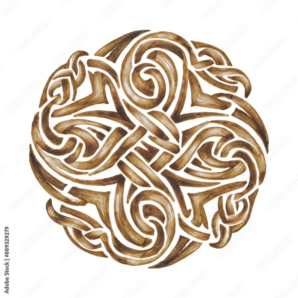 Intricate Celtic knot design in brown watercolor print Intricate Celtic knot design in brown watercolor print