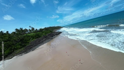 Tiririca Beach At Itacare Bahia Brazil. Breathtaking Aerial View Of A Lush Tropical Coastline Scenery. Coast Horizon Seaside Summertime. Coast Outdoors Beach Travel. Itacare Bahia. photo