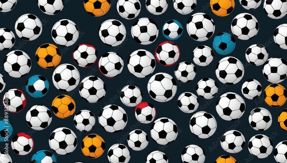 Fototapeta premium soccer ball seamless pattern with color black and white 