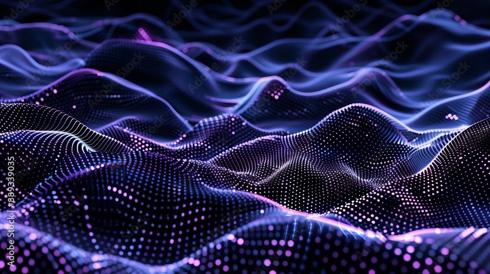A background of dark blue and purple dots with waves. A background of dark blue and purple dots with waves.