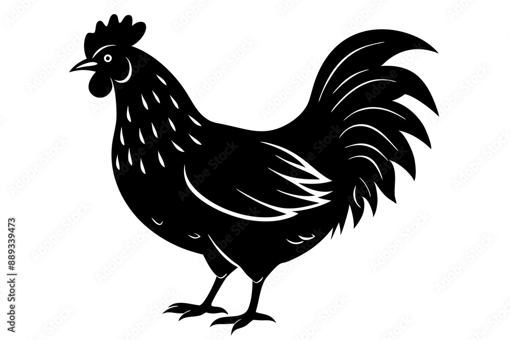 chicken silhouette, chicken line drawing, Black silhouette of a rooster standing. Vector illustration
chicken silhouette, chicken line drawing, Black silhouette of a rooster standing. Vector illustration