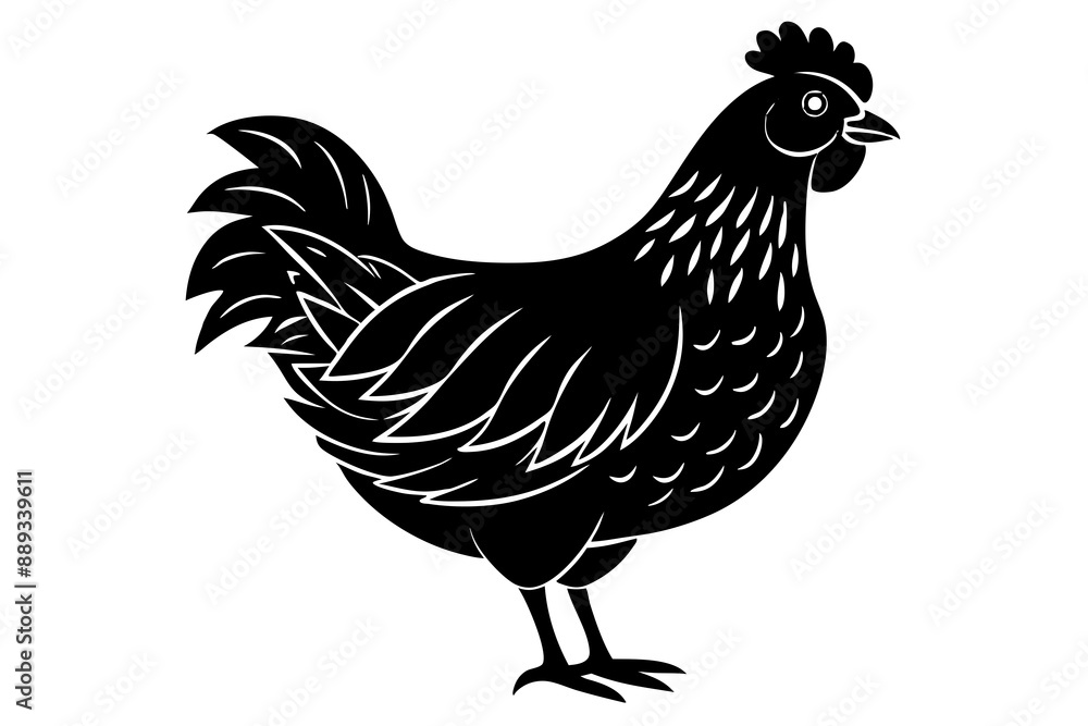 chicken silhouette, chicken line drawing, Black silhouette of a rooster standing. Vector illustration
chicken silhouette, chicken line drawing, Black silhouette of a rooster standing. Vector illustration