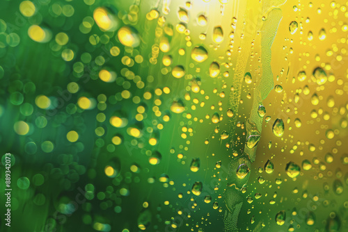 Wallpaper Mural Neon chartreuse raindrops shimmering on a stormy abstract background. Torontodigital.ca