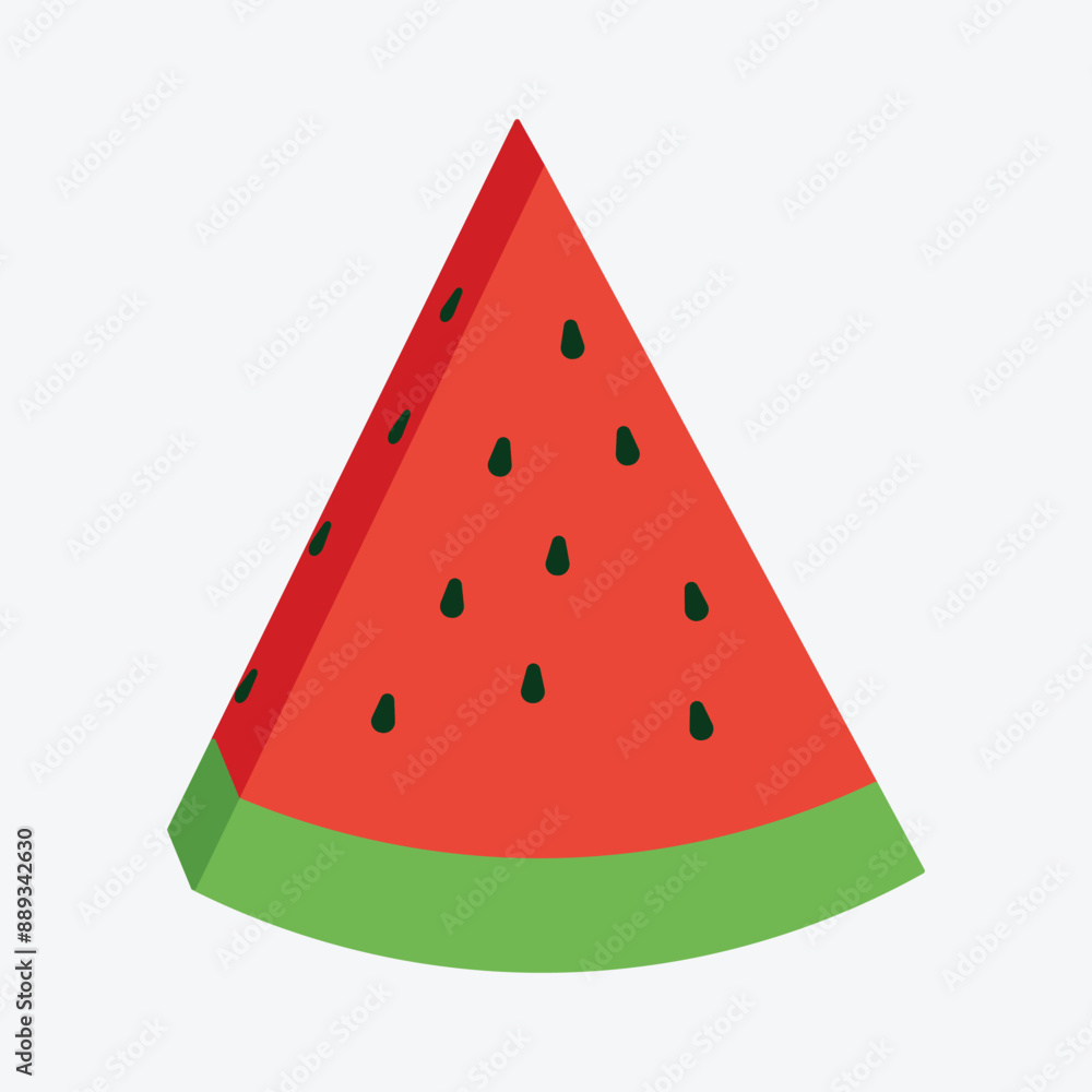 Cartoon Watermelon Slice in Flat Design Cartoon Watermelon Slice in Flat Design