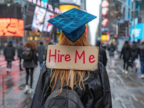  recent graduate in a cap and gown holding a 