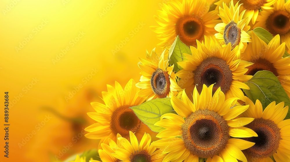 Fototapeta premium Bright Yellow Sunflowers Blooming Beauty