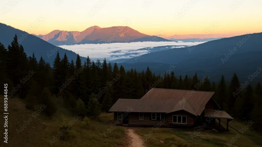 Mountain Sunrise and Cozy Cabin Mountain Sunrise and Cozy Cabin