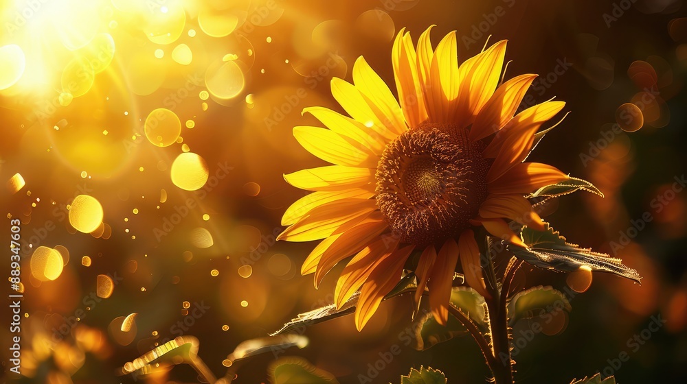 Naklejka premium Radiant Sunflower in Golden Sunlight