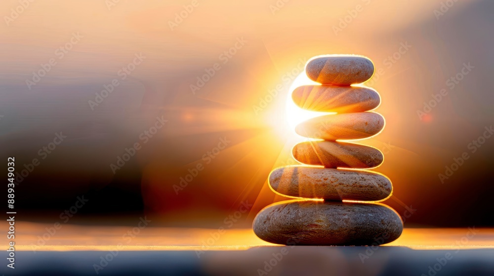 Obraz premium Highquality closeup of a familys hands stacking stones in a ritual, golden hour, highresolution, personality tribes, unity in household, cultural practice
