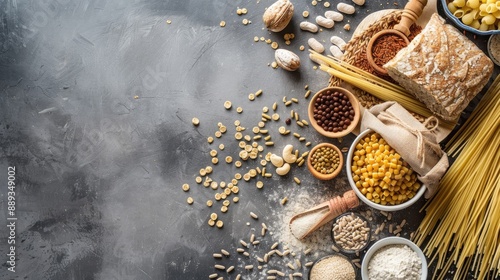 Gluten free and casein free diet text on flat lay surface