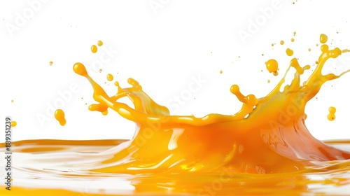 a smooth drop splash of orange juice on an isolated