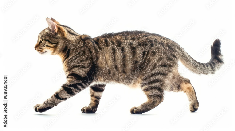 agile tabby cat running and walking side view agile tabby cat running and walking side view
