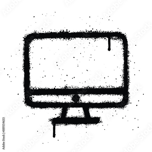 Graffiti spray monitor isolated on white background