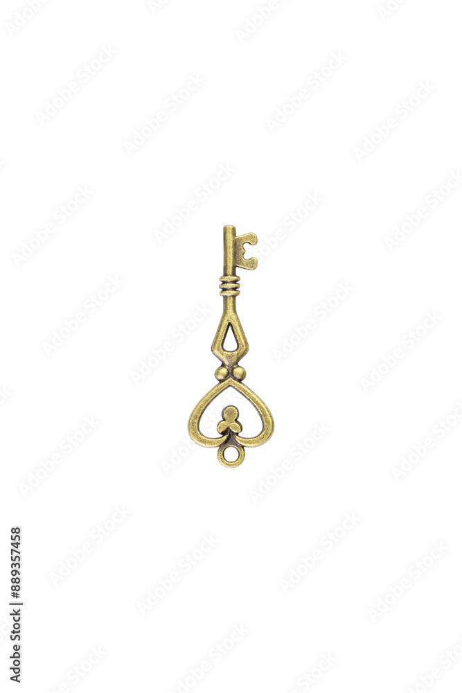 Golden old key isolated on white background with clipping path Golden old key isolated on white background with clipping path