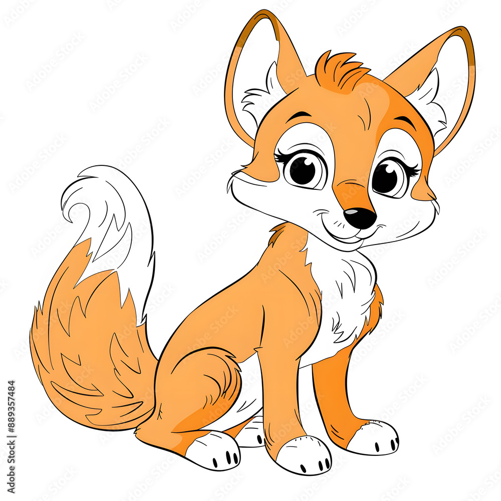 Obraz premium Cute baby fox cartoon.