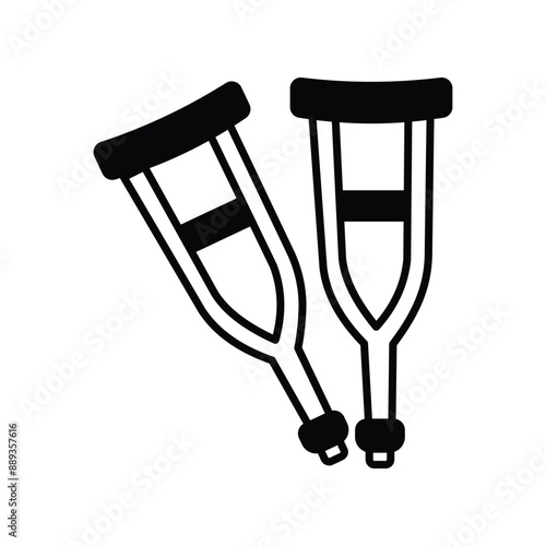 crutches glyph icon with white background vector stock illustration