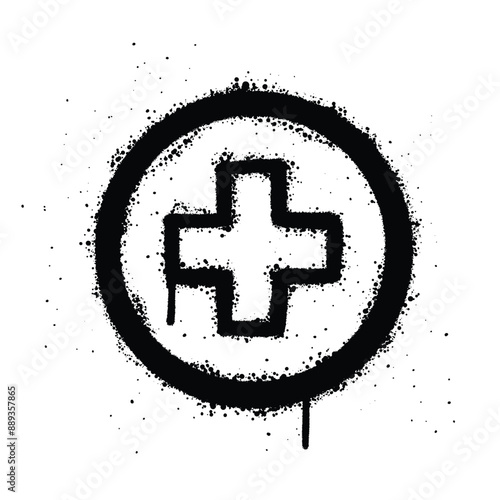 Graffiti spray hospital isolated on white background