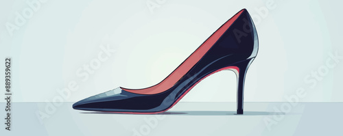A pair of high heels, their sleek design exuding confidence and power, symbolizing elegance and style, placed on a stark white backdrop. Vector flat minimalistic isolated illustration.