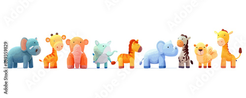 Toy safari animals on a white background. Vector flat minimalistic isolated illustration.