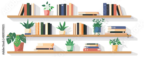 Bookshelf on a white background. Vector flat minimalistic isolated illustration.