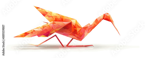 Origami crane on a white background. Vector flat minimalistic isolated illustration.
