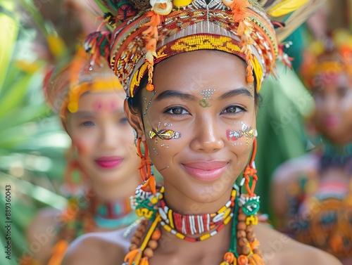 Vibrant Cultural Celebrations: Traditional Festival Scene with Colorful Attire and Expressive Faces