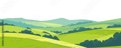 Swing hanging from a branch of a giant tree. Vector flat minimalistic isolated illustration.