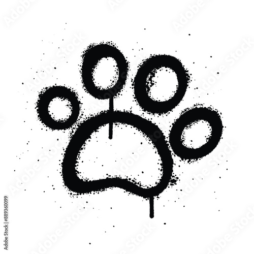 Graffiti spray Paw print isolated on white background